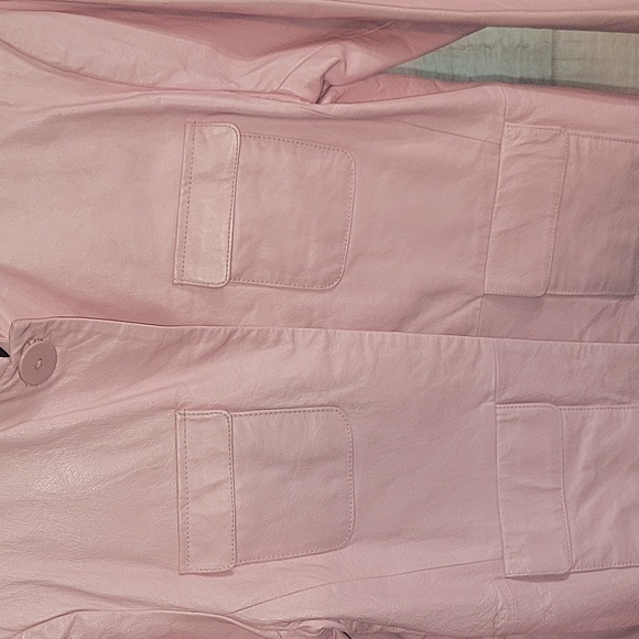 MetroStyle Baby Pink Leather Jacket Size 16 - Picture 2 of 7